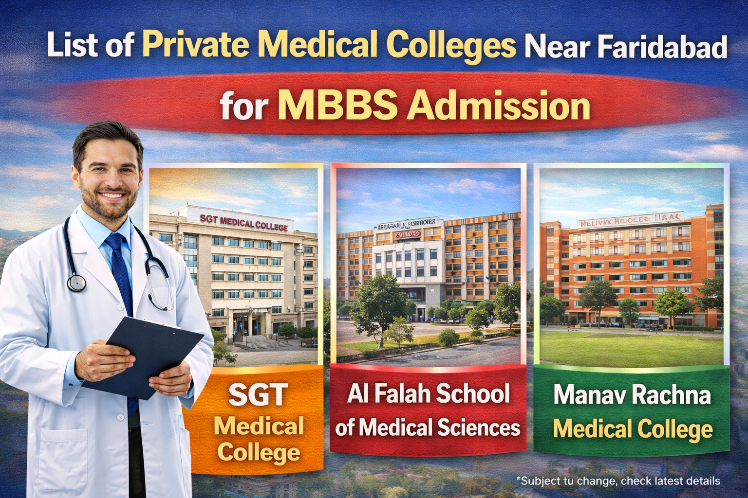List of Private Medical Colleges Near Faridabad for MBBS Admission